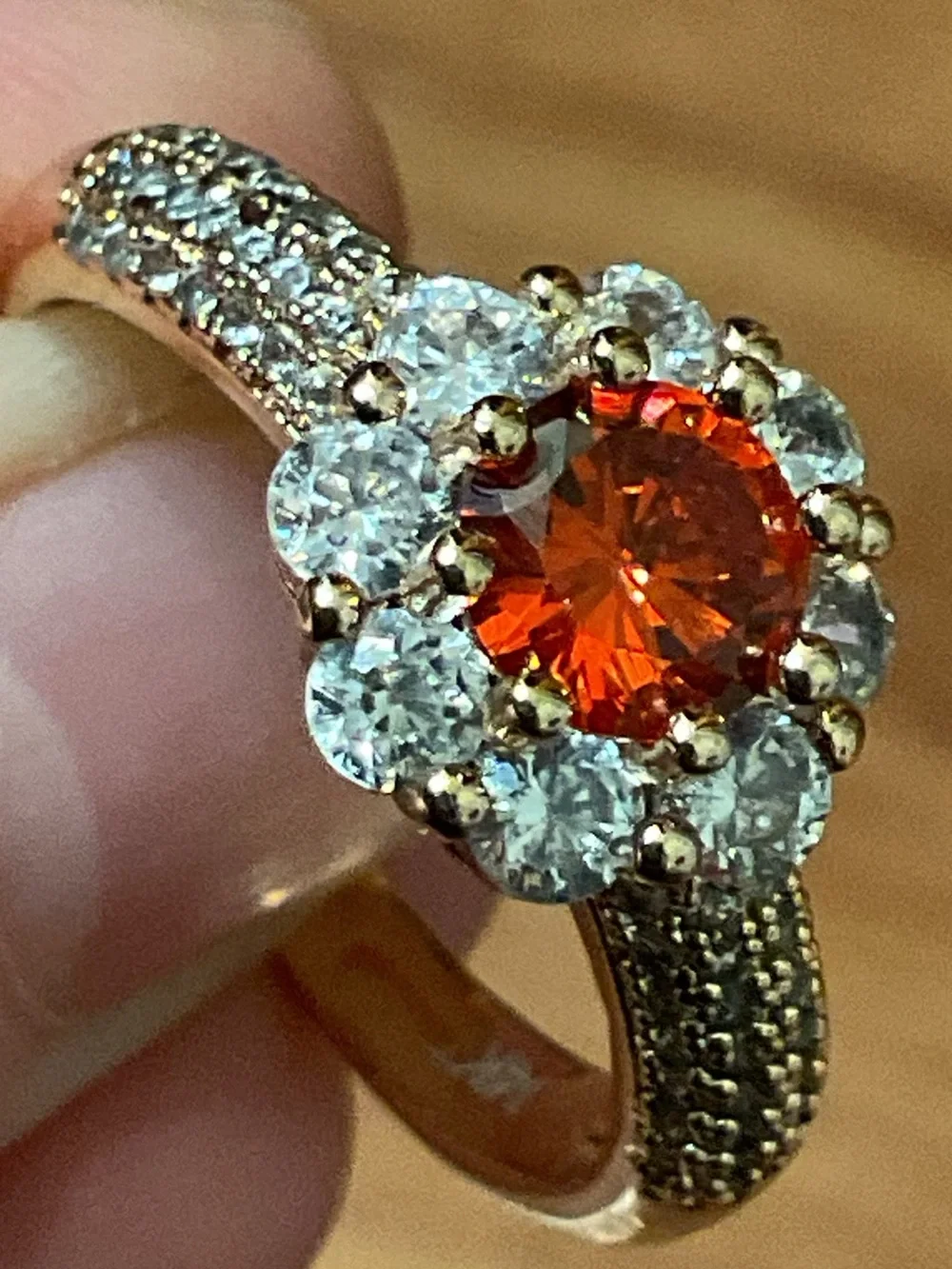 Halo Ring with Red Center